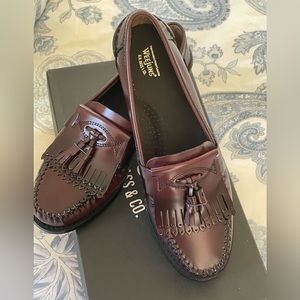 G.H. Bass Jaclyn Kiltie Womens Sz 9 M Burgundy Leather Weejun Tassel Loafers NEW